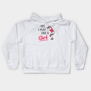 Girl baseball player Kids Hoodie